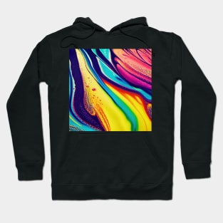 Liquid Colors Flowing Infinitely - Heavy Texture Swirling Thick Wet Paint - Abstract Inspirational Rainbow Drips Hoodie